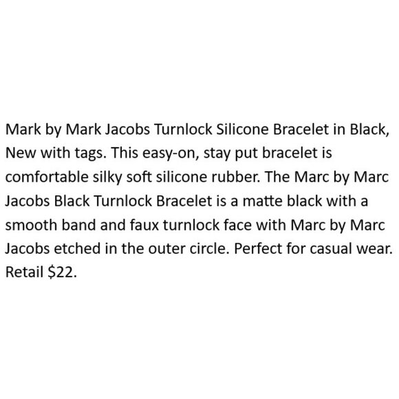 Marc by Marc Jacobs Turnlock Silicone Bracelet Black NWT - Picture 2 of 4